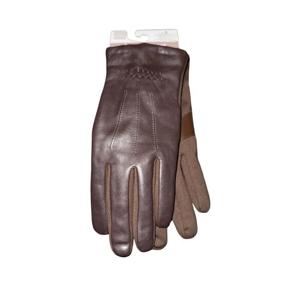 Brand New Isotoner Women's Size L/XL Brown Genuine Leather Gloves - Picture 2 of 4
